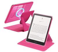 MoKo Coque Pivotante à 360°pour 7" Kindle Paperwhite 12e Gén 2024&Kindle Colorsoft 2024/2025,Étui Protection à Dos Clair Magnétique Détachable&Support Réglable et Auto Réveil/Sommeil,Rose Framboise