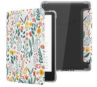 MoKo Coque pour 6" All-New Kindle (11ème Génération Modèle 2022), Étui de Protection Ultra Clair en TPU Souple et Transparent avec Auto Réveil/Sommeil pour Kindle 2022, Fleur