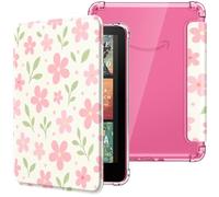 MoKo Coque pour 7" E-Reader 12e Gén 2024/2025 & Colorsoft 2024/2025, Étui de Protection Ultra Clair en TPU Souple et Transparent avec Auto Réveil/Sommeil, Non pour BOOX & Kobo, Fleurs et Feuilles
