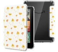 MoKo Coque pour 7" Kindle Paperwhite 12 Gén Modèle 2024 et Kindle Colorsoft Signature Edition 2024, Étui de Protection Ultra Clair en TPU Souple et Transparent avec Auto Réveil/Sommeil,Fleur sur Blanc