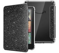 MoKo Coque pour 7" Kindle Paperwhite 12 Gén Modèle 2024 et Kindle Colorsoft Signature Edition 2024, Étui de Protection Ultra Clair en TPU Souple et Transparent avec Auto Réveil/Sommeil,Noir Paillettes