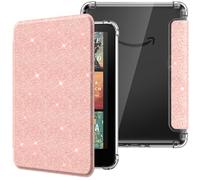 MoKo Coque pour 7"Kindle Paperwhite 12 Gén Modèle 2024 et Kindle Colorsoft Signature Edition,Étui de Protection Ultra Clair en TPU Souple et Transparent avec Auto Réveil/Sommeil,Rose Clair Scintillant