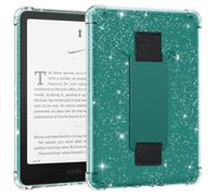 MoKo Coque pour 7" Kindle Paperwhite(12e Gen-2024) et Kindle Colorsoft Signature Edition, Étui avec Dragonne Ultra Slim Transparent Coque arrière en TPU Souple et Flexible, Paillettes+Noir+Vert