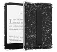 MoKo Coque pour 7" Kindle Paperwhite(12e Gen-2024) et Kindle Colorsoft Signature Edition, Étui avec Dragonne Ultra Slim Transparent Coque arrière en TPU Souple et Flexible, Paillettes+Noir