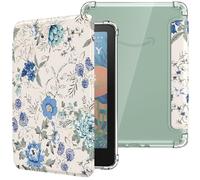 MoKo Coque pour 7" Kindle Paperwhite 12 Gén Modèle 2024 et Kindle Colorsoft Signature Edition 2024, Étui de Protection Ultra Clair en TPU Souple et Transparent avec Auto Réveil/Sommeil, Blanc & Bleu