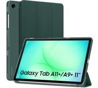 MoKo Coque pour Galaxy Tab A11 Plus/A11+/A9+ 11 Pouces 2025/2023, Étui Mince avec Support et Coque Arrière Rigide Translucide en PC pour Galaxy Tab A11+/A9 Plus, Auto Réveil/Sommeil, Vert Nuit