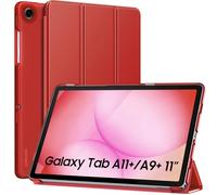 MoKo Coque pour Galaxy Tab A11 Plus/A11+/A9+ 11 Pouces 2025/2023, Étui Mince avec Support et Coque Arrière Rigide Translucide en PC pour Galaxy Tab A11+/A9 Plus, Auto Réveil/Sommeil, Rouge