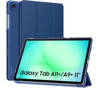 MoKo Coque pour Galaxy Tab A11+ Plus/A9+ 11 Pouces 2025/2023, Étui Mince avec Support et Coque Arrière Rigide Translucide en PC pour Galaxy Tab A11+/A9 Plus, Auto Réveil/Sommeil, Marine Bleu