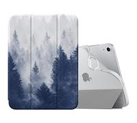 MoKo Coque pour iPad 10e Génération 2022 10,9 Pouces, Étui avec Coque Arrière en TPU Souple à Rabat avec Support Semi-Transparent Protecteur Housse Antichoc Réveil/Sommeil Auto, Forêt Grise
