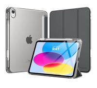 MoKo Coque pour iPad 11 Pouces (A16) 11e Génération 2025, iPad 10e Gén 10,9" 2022 avec Porte-Stylet, Étui iPad 10e Gen Mince Légère à Trois Volets avec PC Arrière Translucide Robuste, Gris Sidéral
