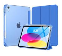 MoKo Coque pour iPad 11 Pouces (A16) 11e Génération 2025, iPad 10e Gén 10,9" 2022 avec Porte-Stylet, Étui iPad 10e Gen Mince Légère à Trois Volets avec PC Arrière Translucide Robuste, Bleu Cobalt