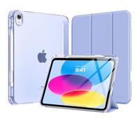 MoKo Coque pour iPad 11 Pouces (A16) 11e Génération 2025, iPad 10e Gén 10,9" 2022 avec Porte-Stylet, Étui iPad 10e Gen Mince Légère à Trois Volets avec PC Arrière Translucide Robuste, Lavande