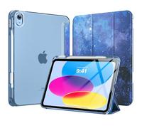 MoKo Coque pour iPad 11 Pouces (A16) 11e Génération 2025, iPad 10e Gén 10,9" 2022 avec Porte-Stylet, Étui iPad 10e Gen Mince Légère à Trois Volets avec PC Arrière Translucide Robuste, ÉtoileBleue