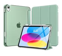 MoKo Coque pour iPad 11 Pouces (A16) 11e Génération 2025, iPad 10e Gén 10,9" 2022 avec Porte-Stylet, Étui iPad 10e Gen Mince Légère à Trois Volets avec PC Arrière Translucide Robuste, Agave Vert