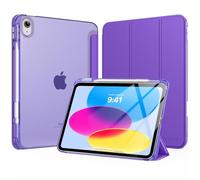 MoKo Coque pour iPad 11 Pouces (A16) 11e Génération 2025, iPad 10e Gén 10,9" 2022 avec Porte-Stylet, Étui iPad 10e Gen Mince Légère à Trois Volets avec PC Arrière Translucide Robuste, Violet Foncé