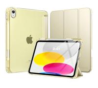 MoKo Coque pour iPad 11 Pouces (A16) 11e Génération 2025, iPad 10e Gén 10,9" 2022 avec Porte-Stylet, Étui iPad 10e Gen Mince Légère à Trois Volets avec PC Arrière Translucide Robuste, Or Champagne