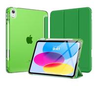 MoKo Coque pour iPad 11 Pouces (A16) 11e Génération 2025, iPad 10e Gén 10,9" 2022 avec Porte-Stylet, Étui iPad 10e Gen Mince Légère à Trois Volets avec PC Arrière Translucide Robuste, Vert Forêt