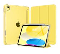 MoKo Coque pour iPad 11 Pouces (A16) 11e Génération 2025, iPad 10e Gén 10,9" 2022 avec Porte-Stylet, Étui iPad 10e Gen Mince Légère à Trois Volets avec PC Arrière Translucide Robuste, Jaune