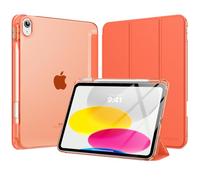 MoKo Coque pour iPad 11 Pouces (A16) 11e Génération 2025, iPad 10e Gén 10,9" 2022 avec Porte-Stylet, Étui iPad 10e Gen Mince Légère à Trois Volets avec PC Arrière Translucide Robuste, Orange