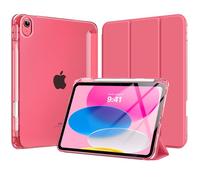 MoKo Coque pour iPad 11 Pouces (A16) 11e Génération 2025, iPad 10e Gén 10,9" 2022 avec Porte-Stylet, Étui iPad 10e Gen Mince Légère à Trois Volets avec PC Arrière Translucide Robuste, Pastèque Rose