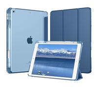 MoKo Coque pour iPad 9e/8e/7e Génération 10,2 Pouces 2021/2020/2019 avec Porte-Crayon, Mince Légère à Trois Volets Coque avec PC Arrière Translucide Robuste, Veille/Réveil Auto, Bleu Marine Foncé
