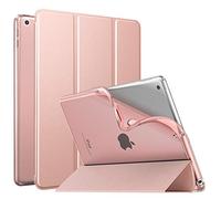 MoKo Étui Compatible avec Nouvel iPad 9e/8e/7e Génération 10,2 Pouces (2021/2020/2019), Étui à Rabat avec Support avec Semi-Transparent Protecteur pour iPad 10,2 2021/2020/2019, Rose Doré