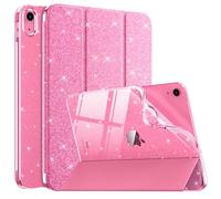MoKo Coque pour iPad (A16) 11e Génération 11 Pouces 2025/iPad 10e Gén 10,9" 2022, Étui Scintillant, Housse avec Coque Arrière en TPU Transparente Brillante, Auto Réveil/Sommeil, Rose Pailleté