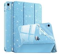 MoKo Coque pour iPad (A16) 11e Génération 11 Pouces 2025/iPad 10e Gén 10,9" 2022, Étui Scintillant, Housse avec Coque Arrière en TPU Transparente Brillante, Auto Réveil/Sommeil, Bleu Ciel Pailleté