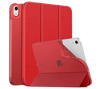 MoKo Coque pour iPad (A16) 11e Génération 11Pouces 2025, iPad 10e Gén 10,9" 2022,Étui avec Coque Arrière en TPU Souple à Rabat avec Support Semi-Transparent Protecteur Réveil/Sommeil Auto,Rouge