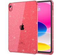 MoKo Coque pour iPad (A16) Case 11e Génération 11 Pouces 2025, iPad 10e Génération 10,9 Pouces 2022 en TPU, Housse Anti-Rayures Ultra Protecteur de Tablette Antichoc,Rouge Pastèque+Paillettes