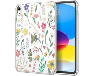 MoKo Coque pour iPad (A16) Case 11e Génération 11 Pouces 2025, iPad 10e Génération 10,9 Pouces 2022 en TPU, Housse Anti-Rayures Ultra Transparent Protecteur de Tablette Antichoc,Clair & Fleur