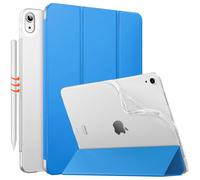 MoKo Coque pour iPad Air 11 Pouces 7e/6e Génération M3/M2 2025/2024, iPad Air 5e/4e Gén 10,9" 2022/2020, Coque Arrière Translucide Givrée TPU, Auto Réveil/Sommeil, Vague Bleue