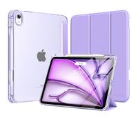 MoKo Coque pour iPad Air 11 Pouces M3/M2 2025/2024, iPad Air 5e/4e Gén 10,9 Pouces Coque 2022/2020 avec Porte-Stylet, Mince Légère à Trois Volets avec PC Arrière Translucide Robuste, Lilas