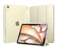 MoKo Coque pour iPad Air 11 Pouces M3/M2 2025/2024, iPad Air 5e/4e Gén 10,9 Pouces Coque 2022/2020 avec Porte-Stylet, Mince Légère à Trois Volets avec PC Arrière Translucide Robuste, Or Champagne