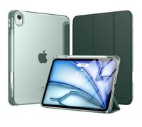 MoKo Coque pour iPad Air 11 Pouces M3/M2 2025/2024, iPad Air 5e/4e Gén 10,9 Pouces Coque 2022/2020 avec Porte-Stylet, Mince Légère à Trois Volets avec PC Arrière Translucide Robuste, Vert Nuit