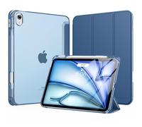 MoKo Coque pour iPad Air 11 Pouces M3/M2 2025/2024, iPad Air 5e/4e Gén 10,9 Pouces Coque 2022/2020 avec Porte-Stylet, Mince Légère à Trois Volets avec PC Arrière Translucide Robuste, Bleu Marine Foncé