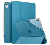 MoKo Coque pour iPad Air 11 Pouces M4/M3/M2 2026/2025/2024, iPad Air 5e/4e Gén 10,9" 2022/2020, Coque Arrière Translucide Givrée TPU Translucide Robuste, Auto Réveil/Sommeil, Bleu Français