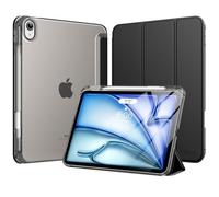 MoKo Coque pour iPad Air 11 Pouces M3/M2 2025/2024, iPad Air 5e/4e Gén 10,9 Pouces Coque 2022/2020 avec Porte-Stylet, Mince Légère à Trois Volets avec PC Arrière Translucide Robuste, Noir