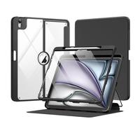 MoKo Coque pour iPad Air 13" M2 2024 avec Porte-Crayon, iPad Air 13, Protection d'écran intégrée, iPad Air 13" avec Dos Transparent et Support magnétique Multi-Angle, Noir