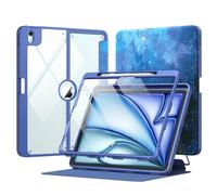 MoKo Coque pour iPad Air 13 Pouces 2024 avec Porte-Crayon, Étui iPad Air 13 avec Protection d'Écran, Étui Transparent iPad Air Support Magnétique Multi-Angle, Supporte Pencil Pro/USB-C, ÉtoileBleue