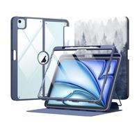 MoKo Coque pour iPad Air 13 Pouces 2024 avec Porte-Crayon, Étui iPad Air 13 avec Protection d'Écran, Étui Transparent iPad Air Support Magnétique Multi-Angle, Supporte Pencil Pro/USB-C, Forêt Grise