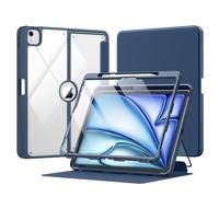 MoKo Coque pour iPad Air 13 Pouces 2024 avec Porte-Crayon, Étui iPad Air 13 avec Protection d'Écran, Étui Transparent iPad Air Support Magnétique Multi-Angle, Supporte Pencil Pro/USB-C, Marine Bleu