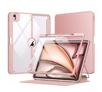 MoKo Coque pour iPad Air 13 Pouces 2024 avec Porte-Crayon, Étui iPad Air 13 avec Protection d'Écran, Étui Transparent iPad Air Support Magnétique Multi-Angle, Supporte Pencil Pro/USB-C, Rose Doré