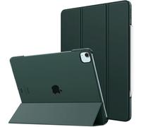 MoKo Coque pour iPad Air 13 Pouces 2024 / iPad Pro 12,9 (6e/5e Gén 2022/2021), Étui Intelligent Dos Translucide Givré en PC Dur, Support Touch ID et Apple Pencil Pro/2e/USB-C, Vert Nuit