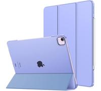 MoKo Coque pour iPad Air 13 Pouces 2024 / iPad Pro 12,9 (6e/5e Gén 2022/2021), Étui Intelligent Dos Translucide Givré en PC Dur, Support Touch ID et Apple Pencil Pro/2e/USB-C, Lavande
