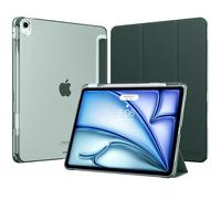 MoKo Coque pour iPad Air 13 Pouces (M4/M3/M2) 2026/2025/2024 avec Porte-Stylet, Mince Légère à Trois Volets avec PC Arrière Translucide Robuste, Auto Veille/Réveil, Vert Nuit