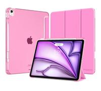 MoKo Coque pour iPad Air 13 Pouces (M4/M3/M2) 2026/2025/2024 avec Porte-Stylet, Mince Légère à Trois Volets avec PC Arrière Translucide Robuste, Auto Veille/Réveil, Pivoine
