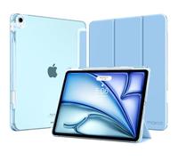 MoKo Coque pour iPad Air 13 Pouces (M4/M3/M2) 2026/2025/2024 avec Porte-Stylet, Mince Légère à Trois Volets avec PC Arrière Translucide Robuste, Auto Veille/Réveil, Bleu Ciel Ensoleillé