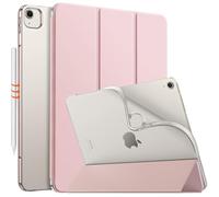 MoKo Coque pour iPad Air 13 Pouces M4/M3/M2 2026/2025/2024, Étui iPad Air 13 Pouces avec Coque Arrière en TPU Givré Translucide Doux, Étui Mince Smart Folio, Auto Réveil/Sommeil, Rose Clair