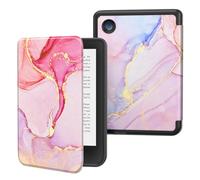 MoKo Coque pour Kobo Clara BW/Clara Colour 6" 2024/Clara 2E 6 Pouces 2022, Étui de Protection Souple TPU Ultra-Mince et Léger Anti-Rayures avec Réveil/Sommeil Automatique, Marbre Rose Clair Doré